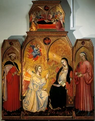 Zvěstování Marie se svatými Kosmou a Damiánem, Taddeo di Bartolo (1362-1422)