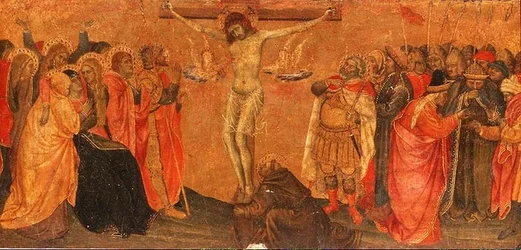 Ukřižování, panel predella (tempera na panelu)