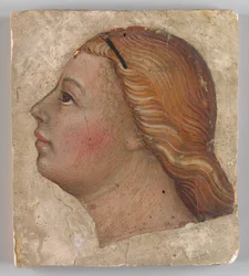 Hlava anděla v levém profilu, ca. 1397.