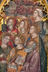 Různí svatí klanějící se Madoně, Triptych Nanebevzetí Panny Marie