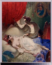 Ilustrace k básni ""Poltava""od Alexandra Puškina (1799-1837). Dílo Tarase Grigorjeviče Shevchenko (Shevchenko) (1814-1861), akvarel, inkoust a zlato na papíře