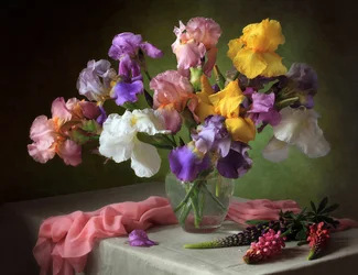 Kytice zářivých kosatců