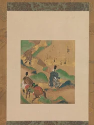 Mount Utsu Utsu no yama, z Příběhů Ise Ise monogatari, ca. 1634.