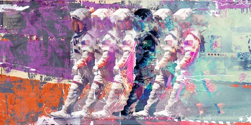 Astronaut Moonwalk, 2014 (kombinovaná média na plátně)