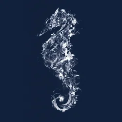 Floralseahorse, 2019 (kombinovaná média na plátně)