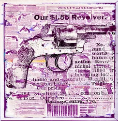 Náš revolver 1,55, 2015 (kombinovaná technika na plátně)