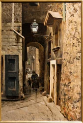 Cavalieri Street ve starém ghettu ve Florencii, kolem roku 1882 (olej na plátně)