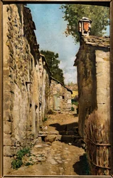 Hospodářská budova v Settignanu, kolem roku 1862 (olej na plátně naneseno na panelu)