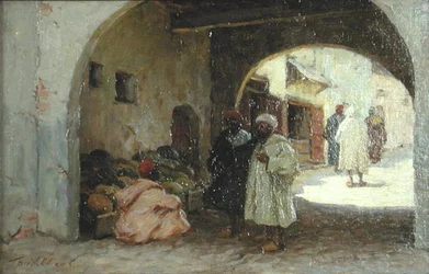 Prodejce melounů, Severní Afrika (olej na plátně)