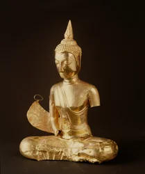 Buddha sedící v meditaci (chybí paže) (zlato)