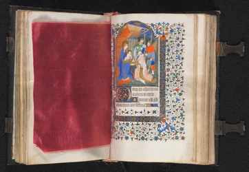 Kniha hodin Použití Paříže: Fol. 66v, zdobený okraj, c. 1420.