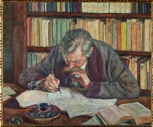 Belgický spisovatel Emile Verhaeren (malba na plátně)