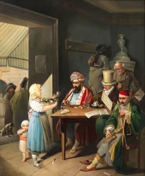 Řekové a Turci ve vídeňské kavárně, 1824.