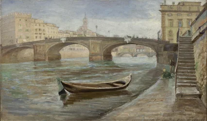 Zatažený den ve Florencii poblíž Ponte Santa Trinità