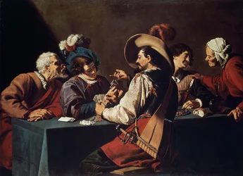 Hráči karet, Theodor Rombouts (1597-1637), Olej na plátně. Flandry