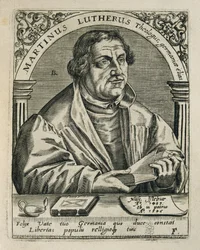 LUTHER, Martin (1483-1546). Německý náboženský reformátor. Rytina. ŠPANĚLSKO. MADRID (AUTONOMNÍ SPOLEČENSTVÍ). Madrid. Národní knihovna