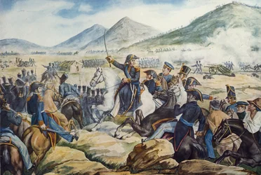 Argentinský generál Jose de San Martin (1778-1850) v bitvě u Chacabuca, 12. února