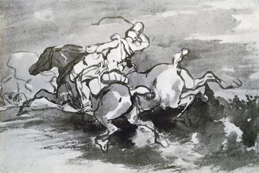 Dělostřelec vede své koně do pole, 1913.