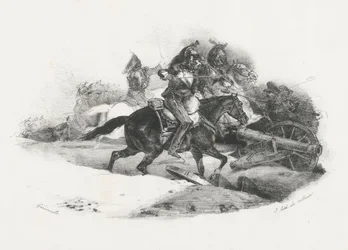 Kyrasiéři útočící na dělostřeleckou baterii (Cuirassiers Charging An Artillery Battery)