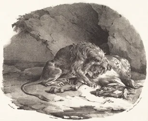 Kůň pohlcený lvem (Cheval devore par un lion)
