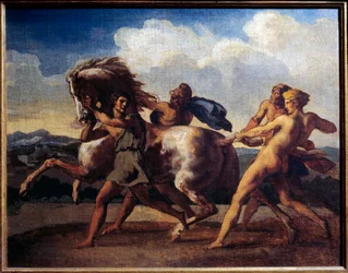 Zastavení koně u otroků. Obraz Theodora Gericaulta (1791-1824)