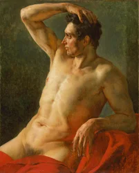 Mužské torzo z profilu, pravá paže zvednutá, 1812
