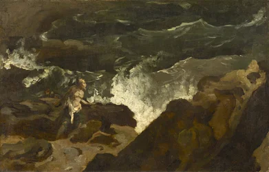 Ztroskotání na pláži, asi 1822-3 (olej na papíře na plátně)