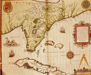 Mapa Floridy a Kuby od Theodore de Bry