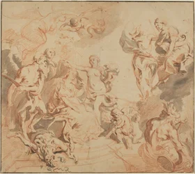 Antverpy požehnané hojností, asi 1648 (červená křída na papíře)