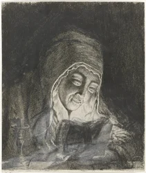 Žena čte při svíčkách