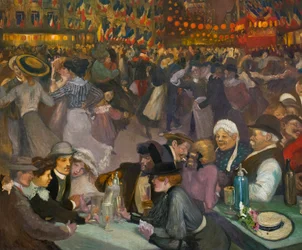 Tanec Den dobytí Bastily (14. července) - Alexandre Theophile Steinlen (1859-1923) - detail „“ Bal du 14 juillet“