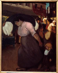 Pračka. Obraz Theophile Alexandre Steinlen (1859 - 1923), 20. stol. Olej na plátně. Vernon, Musee Poulain