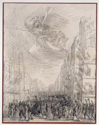 Vítězství nebo alegorie Marseillaise. Kresba Theophile Alexandre Steinlen (1859-1923) 1915 Paříž. B.N.