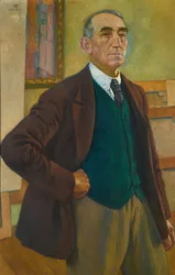 Autoportrét v zelené vestě, 1924.