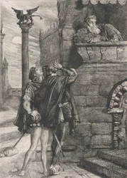 Probuďte se! co ho! Brabantio! zloději! zloději!: deska 1 z Othello Act 1, scéna 1, 1844.