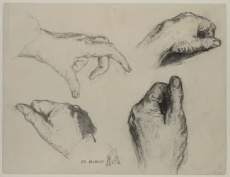 Studie rukou recto, 19. století.