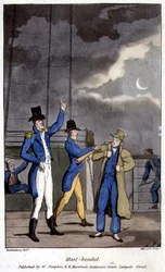 Stožárová deska z „Dobrodružství Johnnyho Newcome in the Navy“ od Johna Mitforda (1782-1831), vyryla W. Reada
