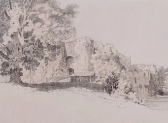 Hrad Chepstow (pero, štětec a inkoust na kvašové půdě)