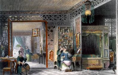 Budár a ložnice dámy vysokého postavení, Čína, 1843