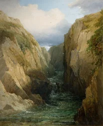 Soutěska a řeka v Irsku, 1860.