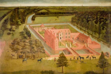 Pohled na Perry Hall poblíž Birminghamu, 1730.
