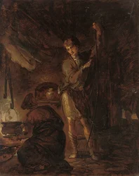 Scény z Williama Cowpera „The Task“, chlapec naplétající luk, 1785