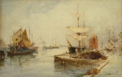 Vchod do Giudecca Venice, kolem roku 1870 (tužka a akvarel)