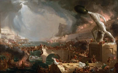Sac de Rome (455) - Le Destin des empires - Destruction - par Thomas Cole - 1836 - New York Historical Society - (Řím, Římská říše, Gaiseric, Genseric, Období stěhování národů, Invaze barbarů, Vandalové, Pád Západořímské říše, Pád Říma, Pytel Říma