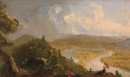 Skica pro pohled z Mount Holyoke, Northampton, Massachusetts..., The Oxbow, 1836.
