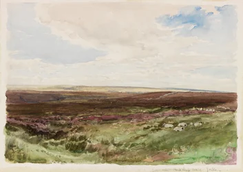 Moorland poblíž Hart Leap Well, Yorkshire (akvarel na papíře)