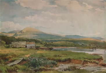 River Scene with Cottages, c1887