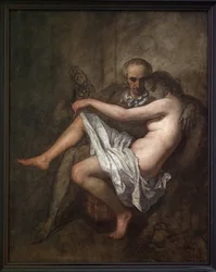 Baudelaire a prezidentka Sabatier. Intimní a nedokončený obraz zobrazující básníka Charlese Baudelaira (1821-1867) a jeho múzu a milenku Apollonii Aglaé Sabatier (1822-1889), známou jako prezidentka, která pořádala mondénní salon v Paříži 19. století.
