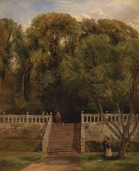 Na terase v Haddon Hall, Derbyshire