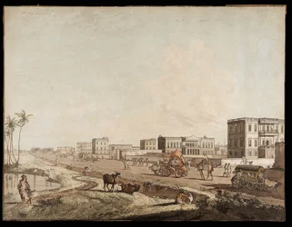 Nové budovy v Chouringhee z pohledů na Kalkatu, 1787